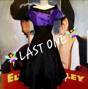 RockABillyGirlZ Vintage Purple Black Open Shoulder Pinup RockABilly Swing Dress